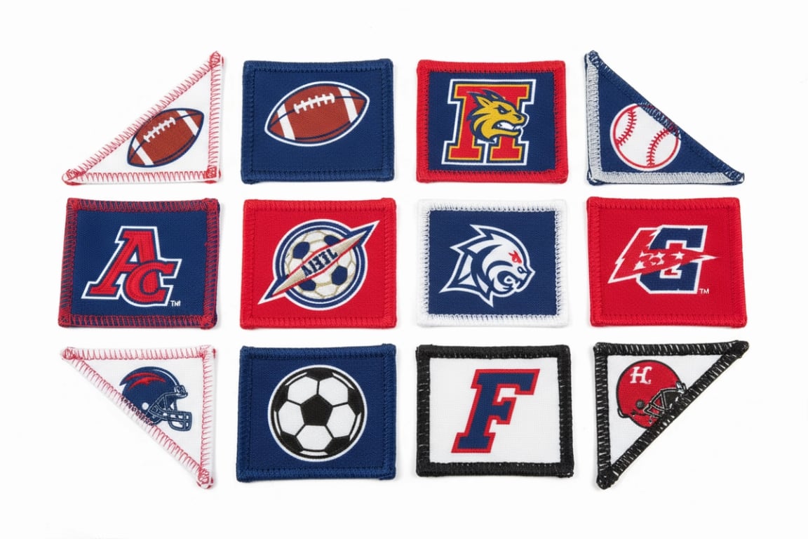 Fan flag with triangle high-stitch corner patches featuring 16-stitch density for frequent waving and movement during games with lightweight yet durable reinforcement