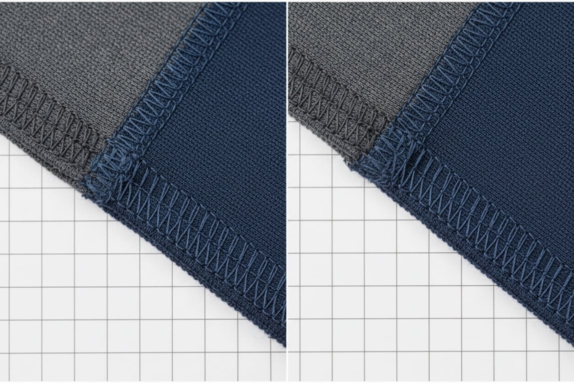 Overlocked vs flat-lock seam comparison