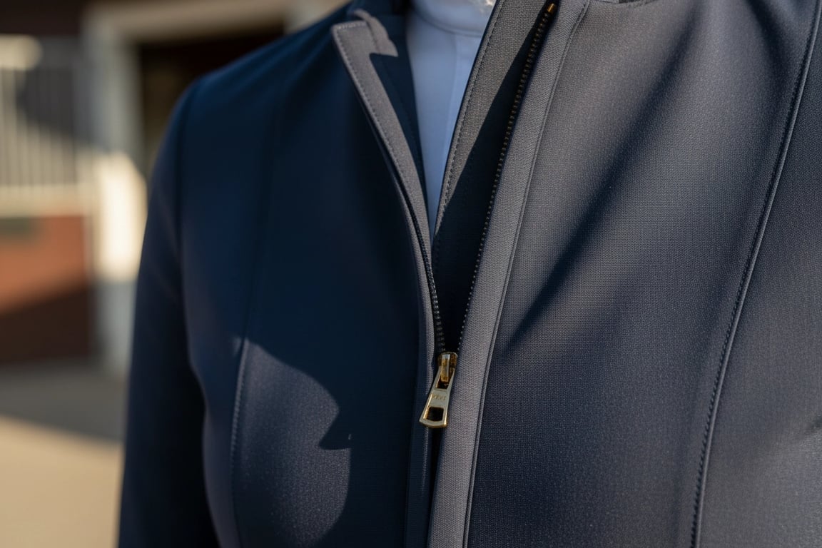 Hidden YKK zipper engineering with double-layer placket for seamless front appearance