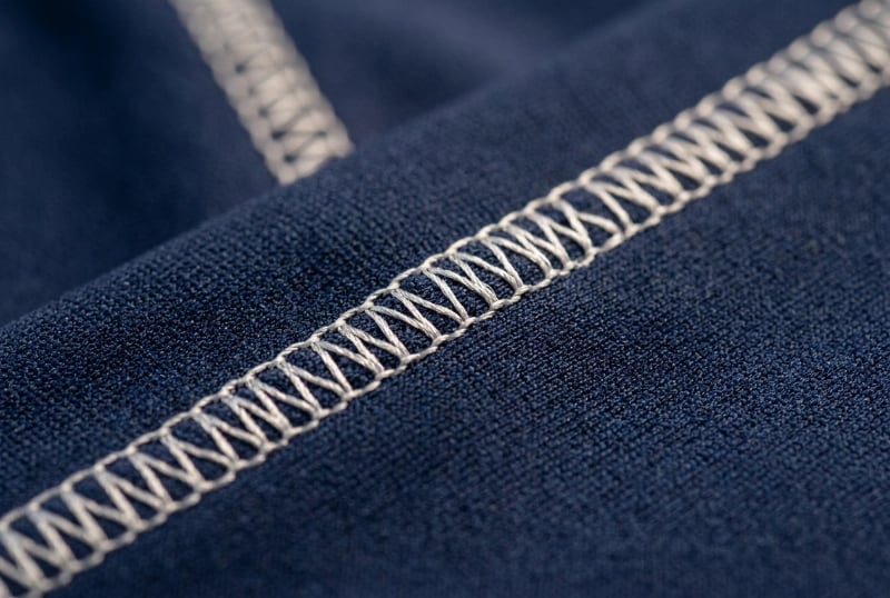 Flatlock bonded seam construction detail on fishing shirt