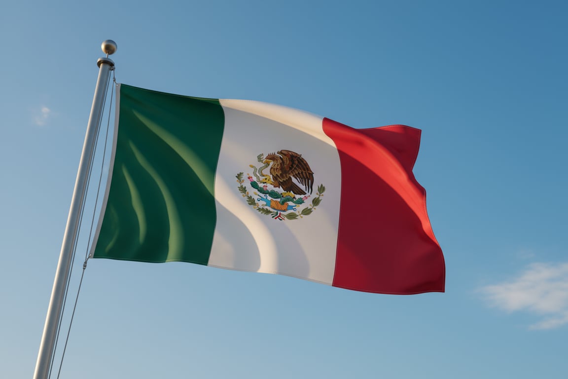 Custom Mexico national flag with eagle emblem - official government color specifications