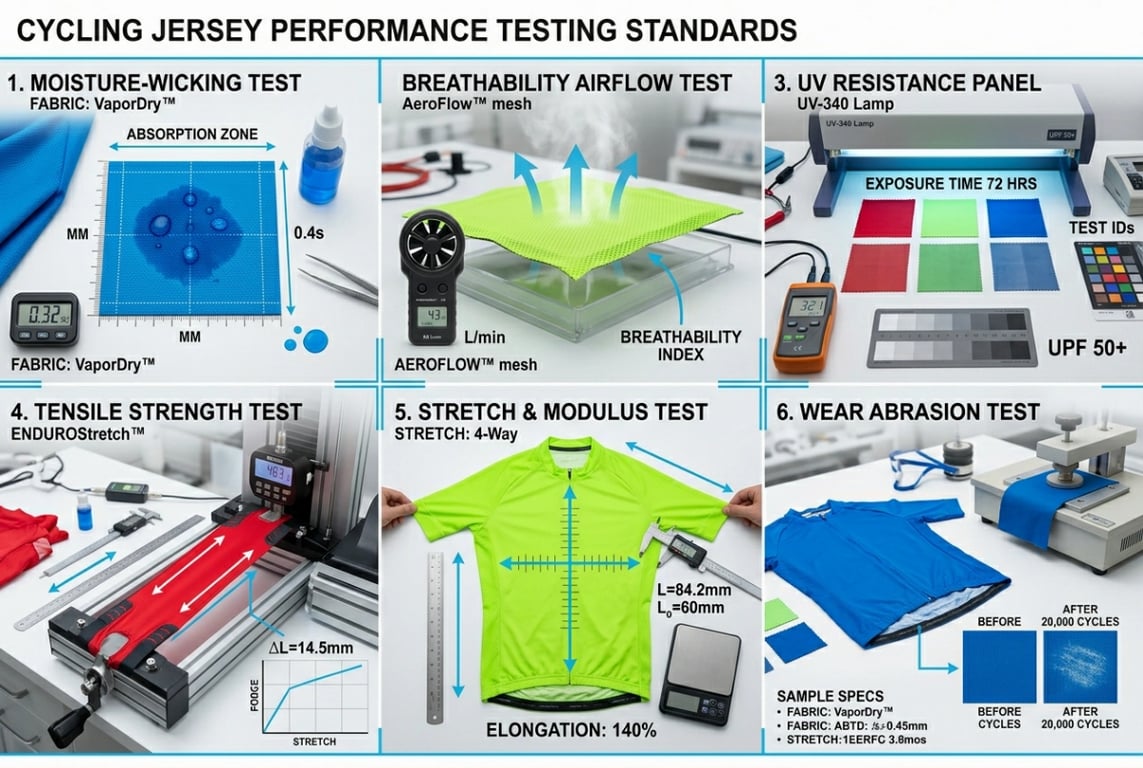 Functional test standards for cycling jerseys