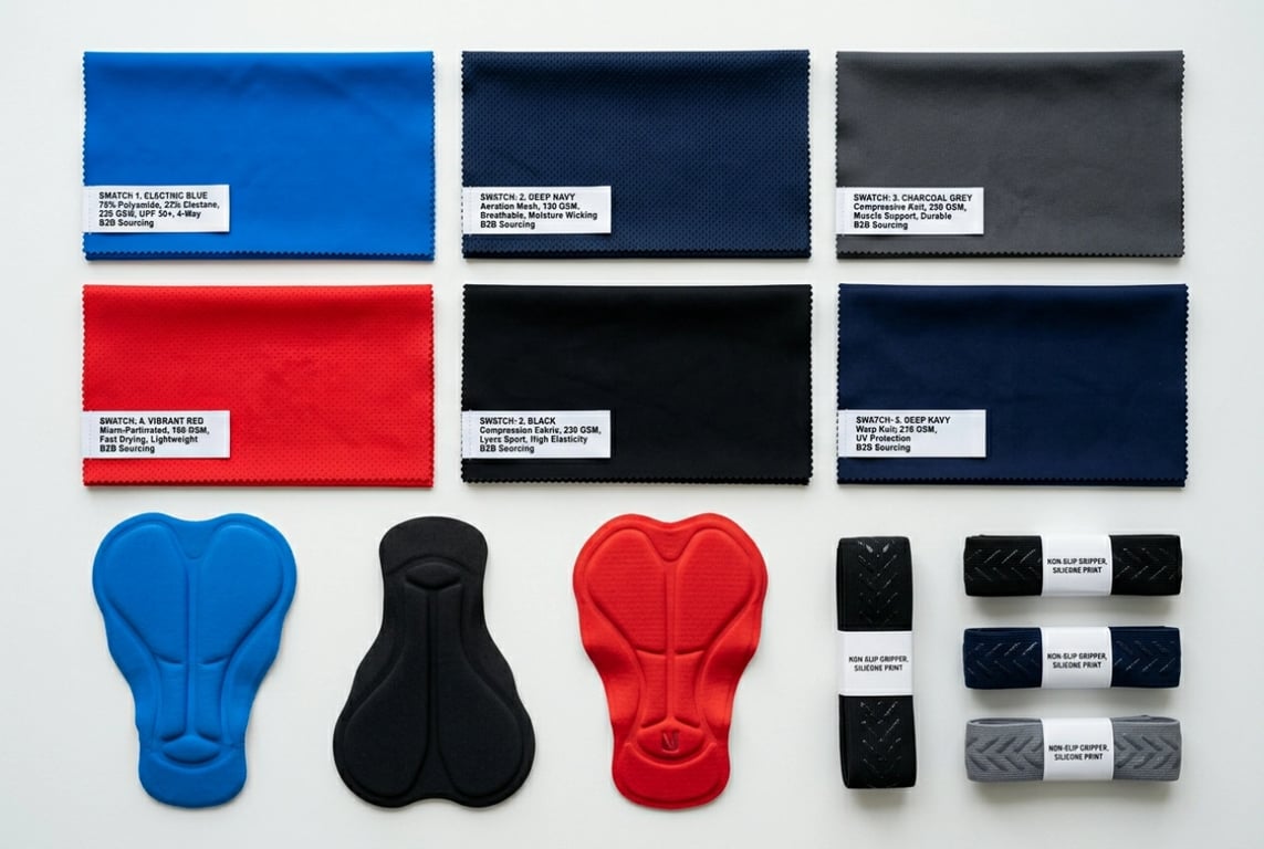 Cycling fabric swatch selection for bib shorts