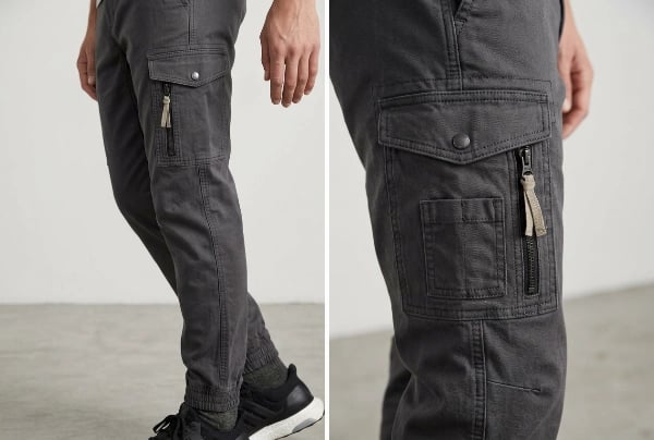 Cargo jogger side pocket and utility detail