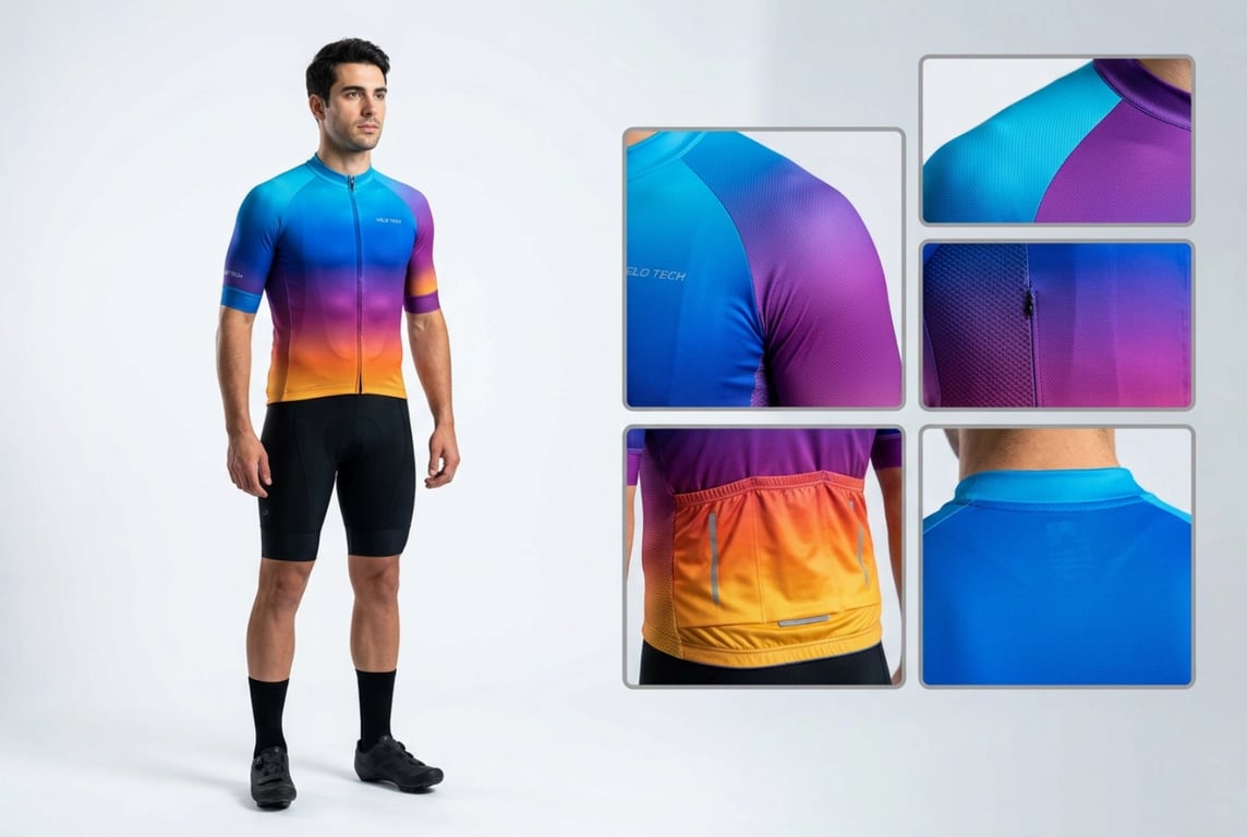 Full-body gradient all-over print cycling jersey sublimation
