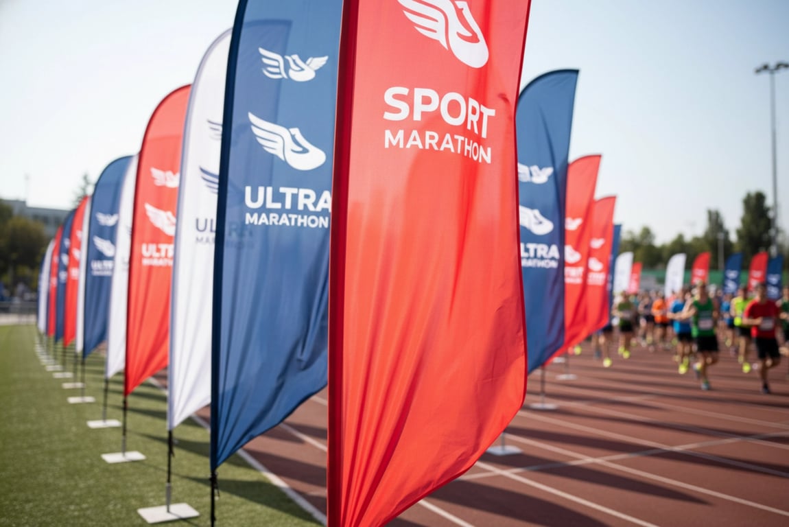 Business expo teardrop flags - Pantone color-matched custom flags with 48-hour delivery