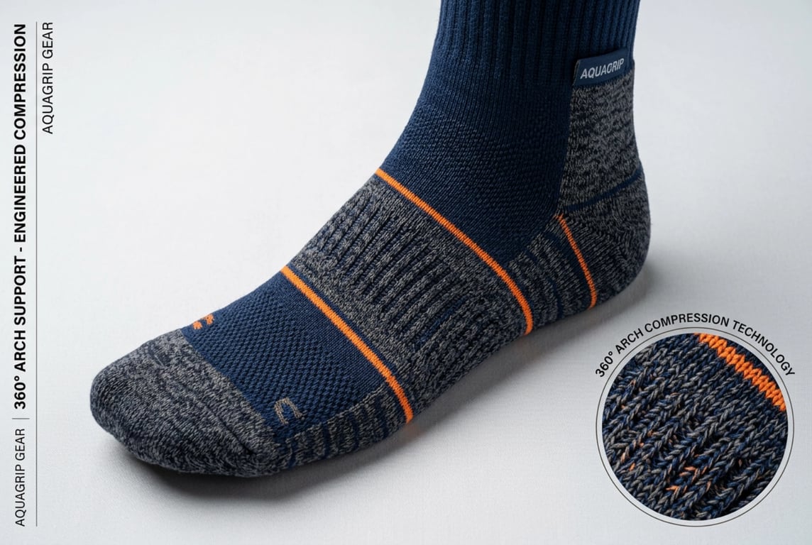 360 degree arch compression knitting technology for fishing socks