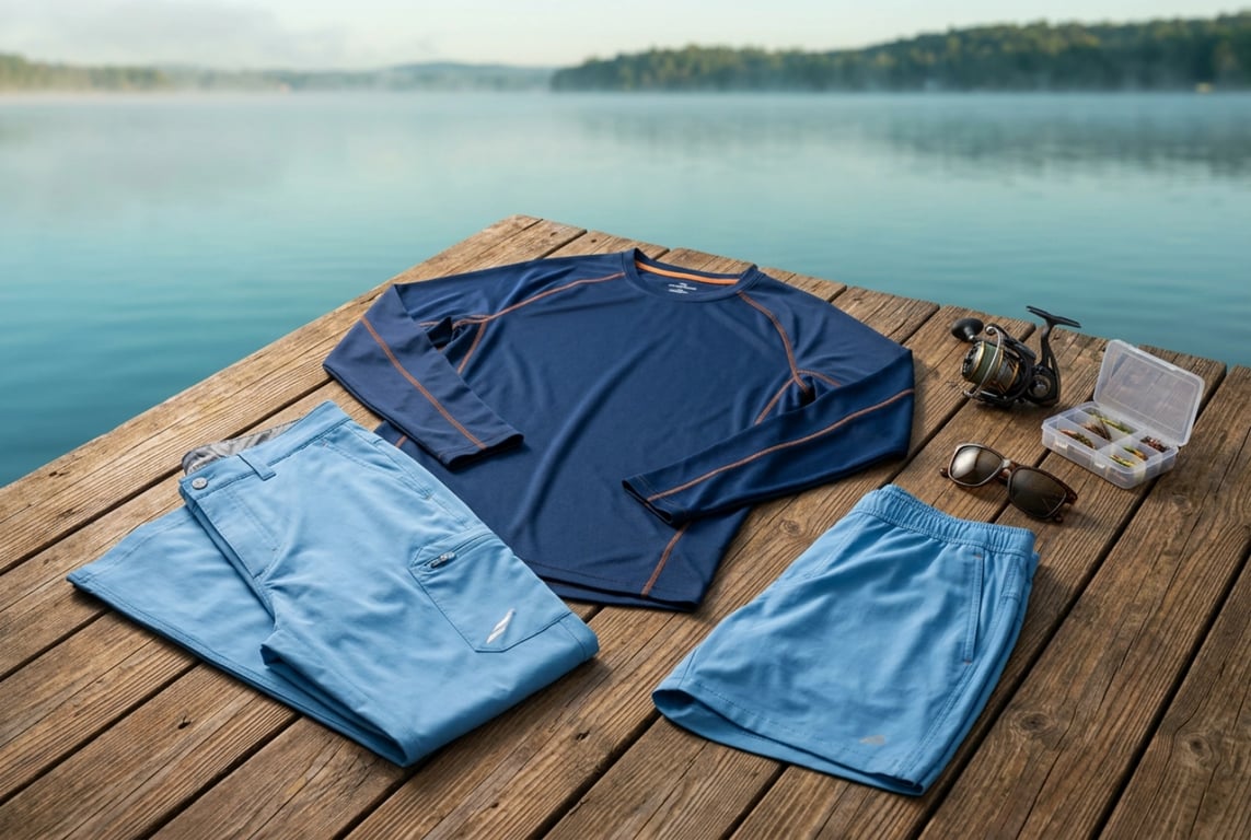 All-day sun protection fishing set - UPF50+ long sleeve shirt with quick-dry and DWR treatment