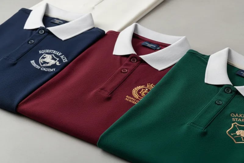 Team polo shirts for equestrian clubs and riding schools