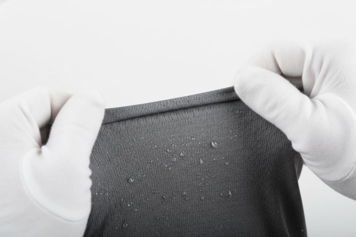 Moisture-wicking polo fabric stretch test for horse riding comfort