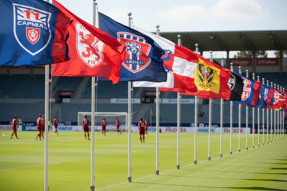 Sports team banner flags - weather-resistant stadium flags lasting 9-month outdoor season