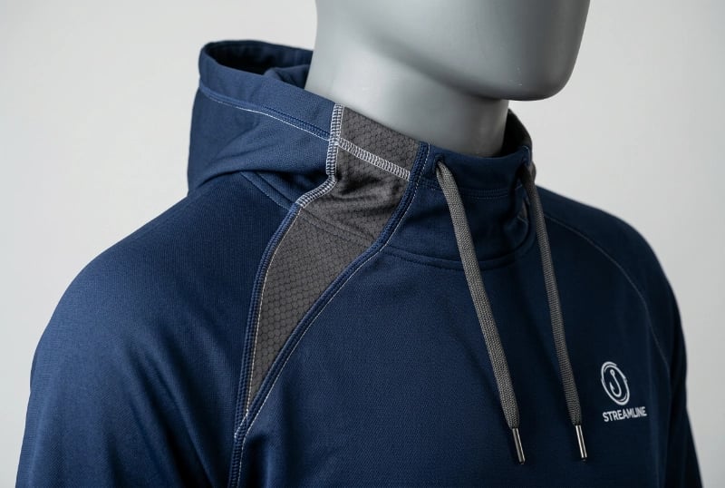 Neck gusset panel for range of motion