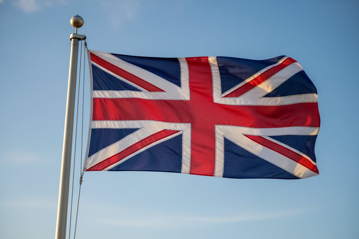 Custom United Kingdom flag Union Jack - embassy grade with official color specifications