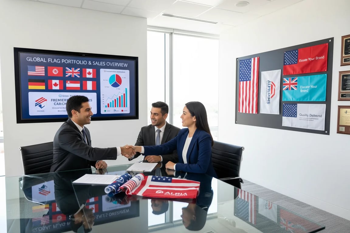 Flag distributor case study - mixed SKU wholesale order with 50 designs and 5,000 flags