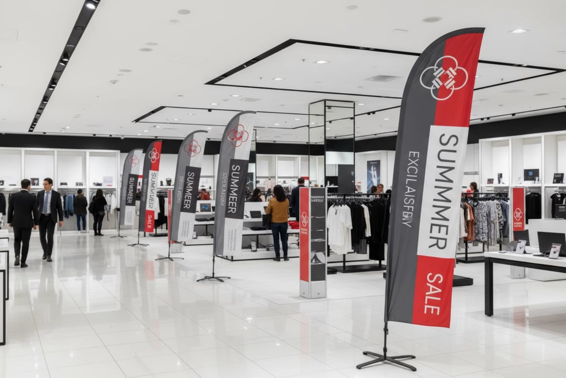 Retail chain promotional flags - 5,000 custom sale flags for 1,000 stores delivered in 7 days