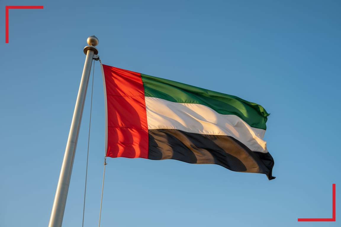 Custom UAE United Arab Emirates national flag - embassy quality red green white black