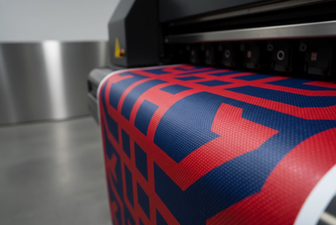 Vinyl banner material printing for weather-resistant outdoor advertising - 13oz to 18oz options with 3-5 year durability