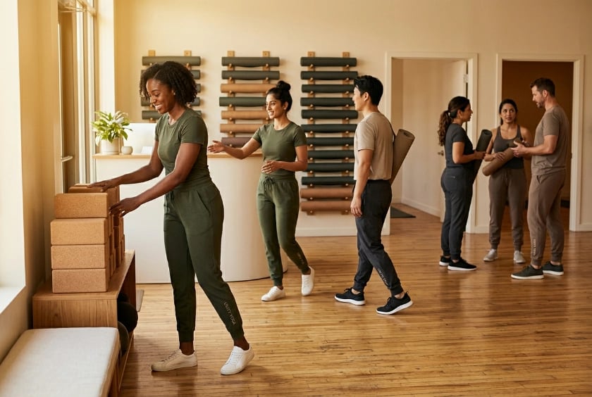Yoga studio staff uniform in joggers