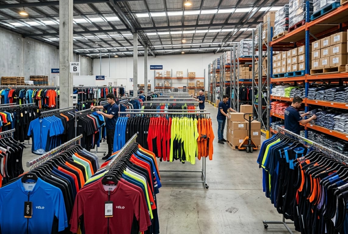 Cycling apparel wholesaler bulk warehouse