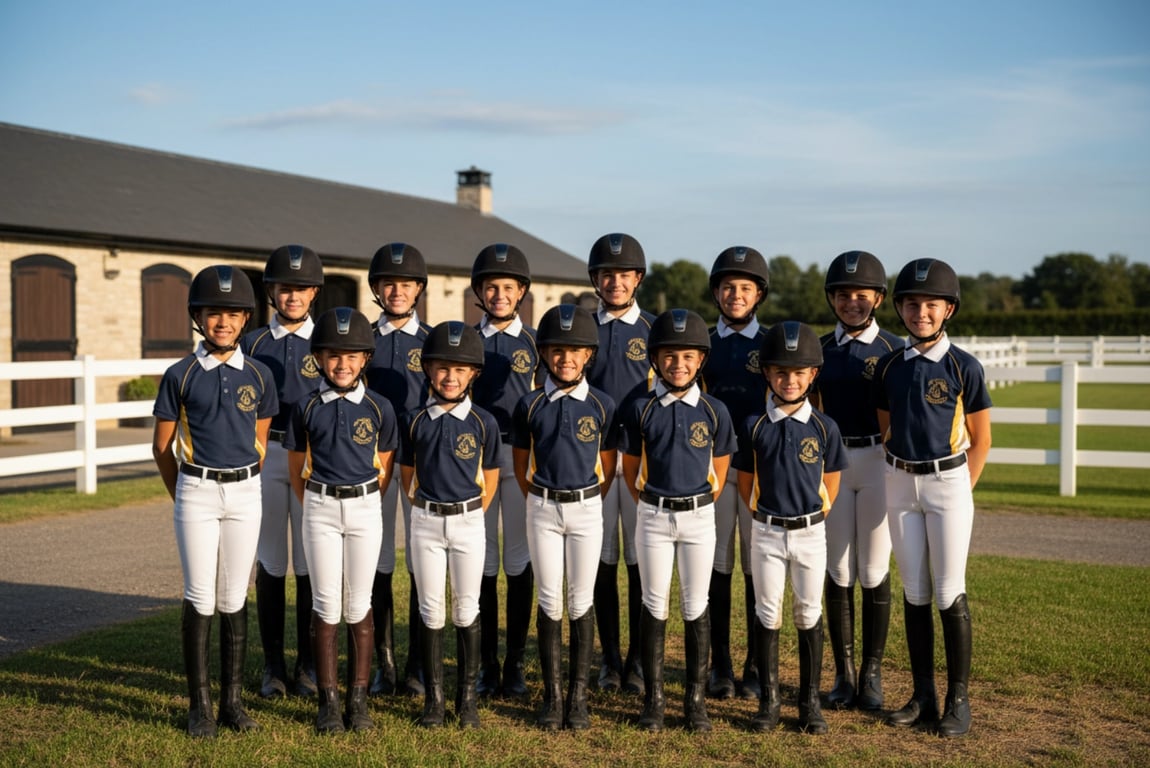 Horse riding school students in uniform