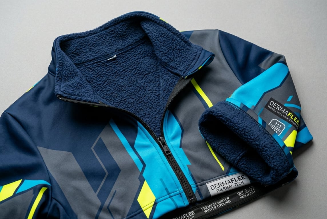 Winter fleece cycling jersey thermal Dermafleece print