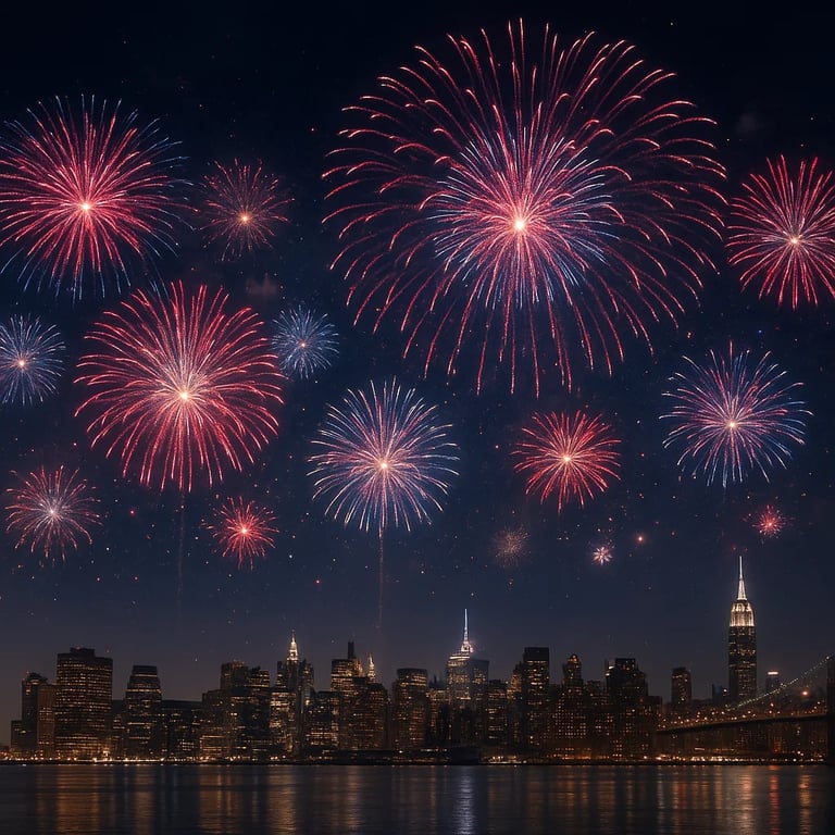 Patriotic fireworks display celebrating America 250th anniversary semiquincentennial