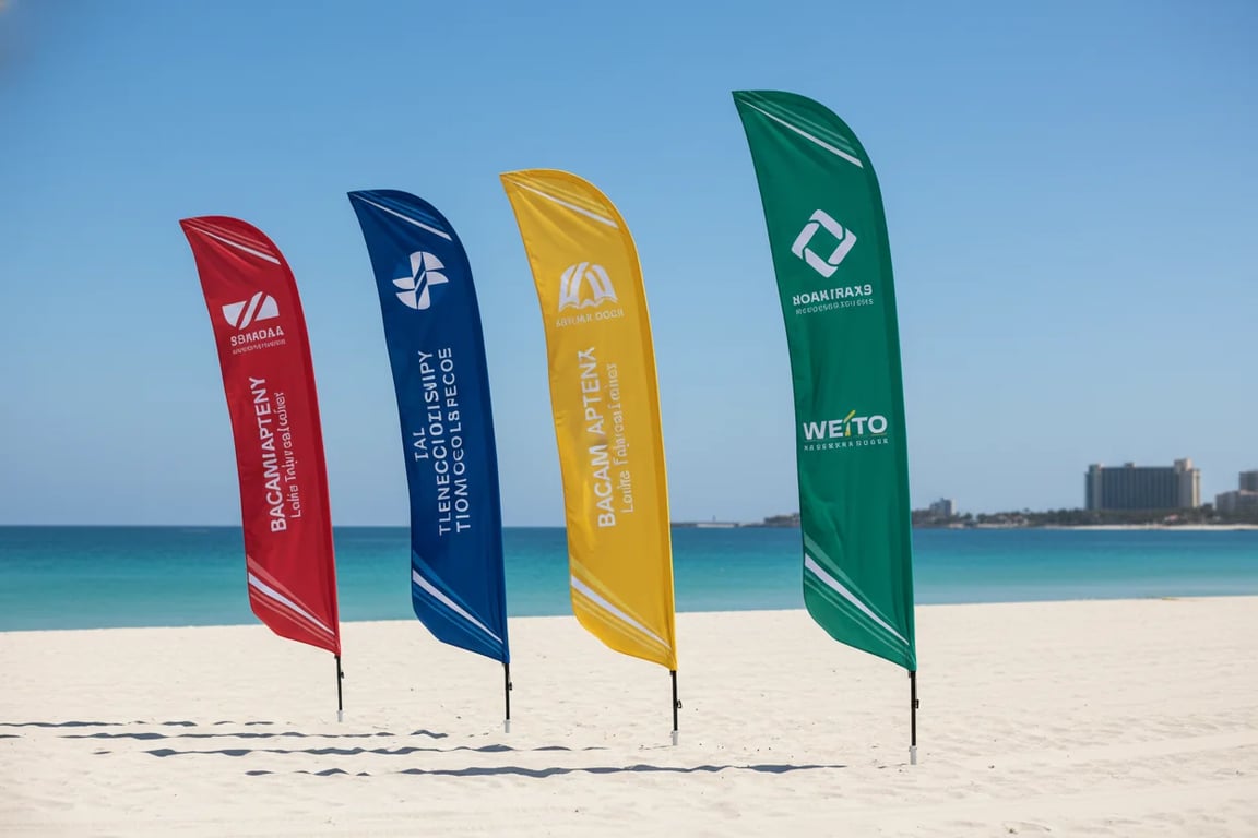 Beach flags and outdoor advertising banners - UV-resistant durable materials for extended outdoor use