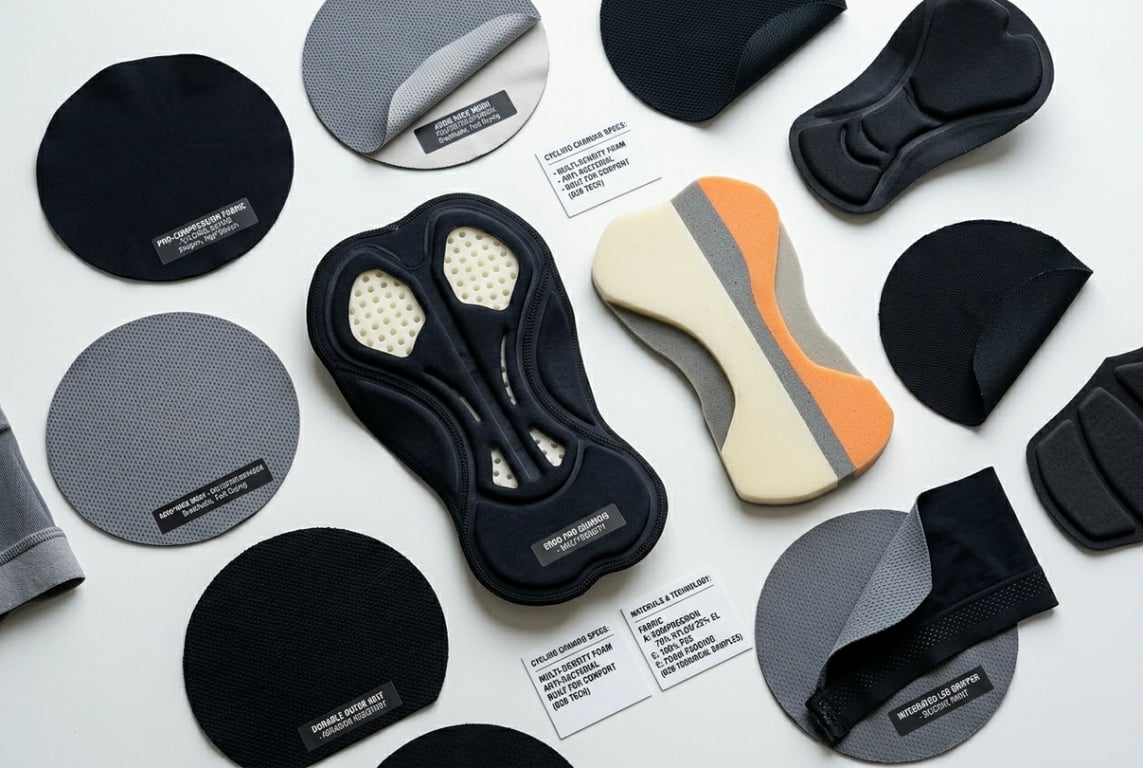 Bib-short and chamois pad fabric samples