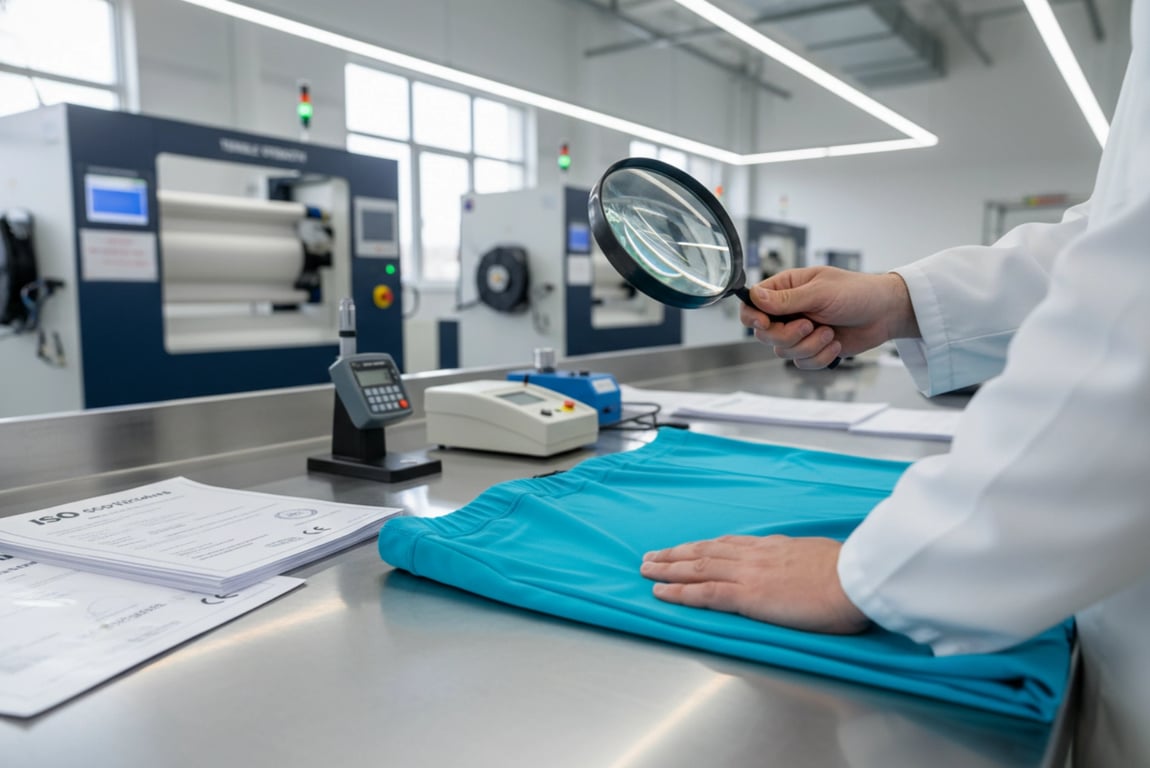 BeRunClothes quality control inspection process - gym clothing supplier UK ensuring ISO certified fabric testing and stitching standards