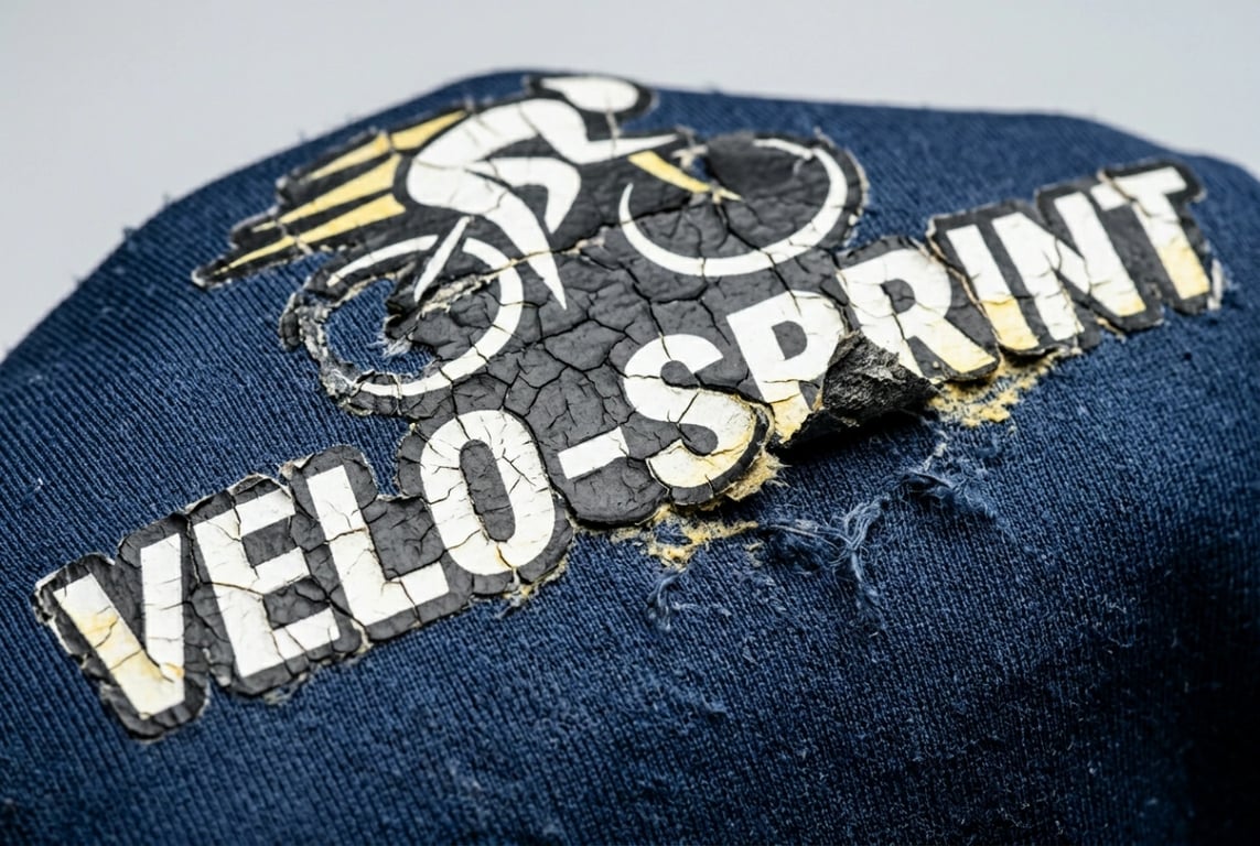 Peeling logo and cracked print after washing