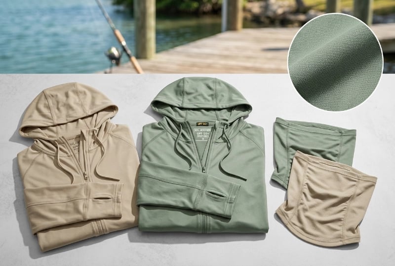 Sun hoodies and neck gaiters UPF50+ lightweight