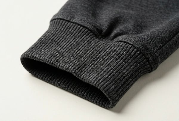 Cuffed jogger ribbed ankle cuff close-up detail