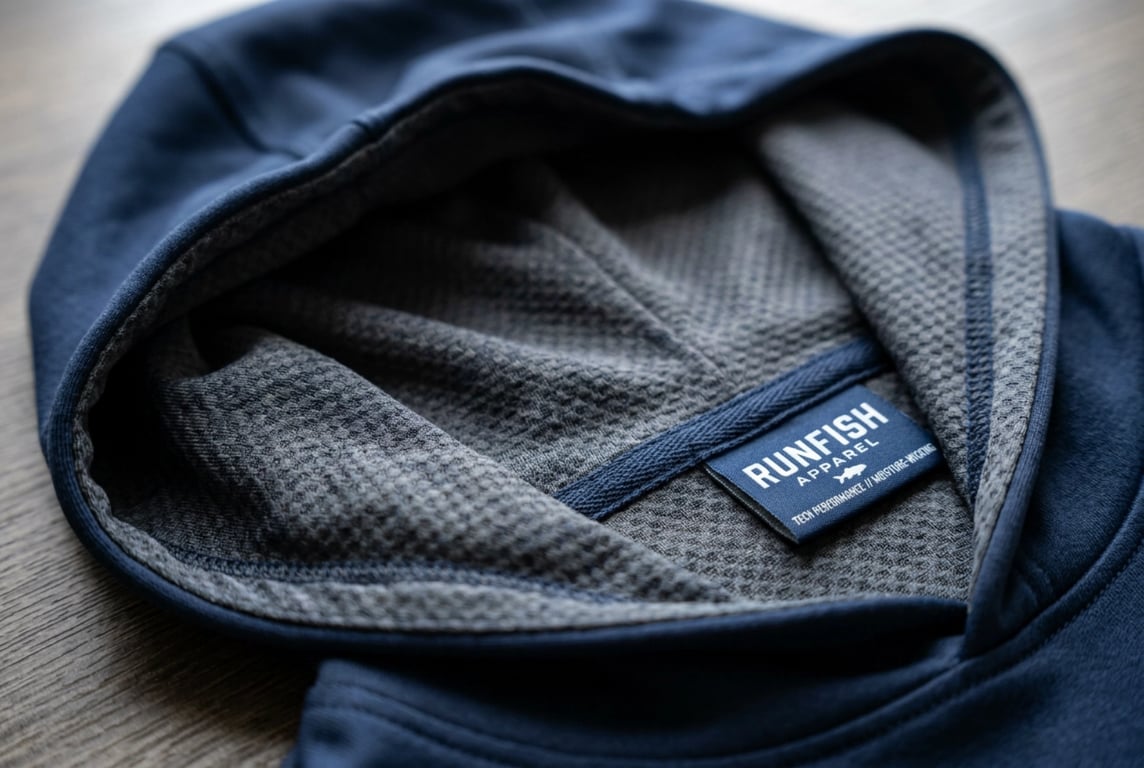 Moisture-wicking inner hood lining for fishing hoodies