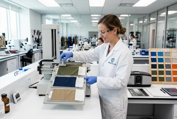 Color fastness laboratory testing for fishing apparel fabrics