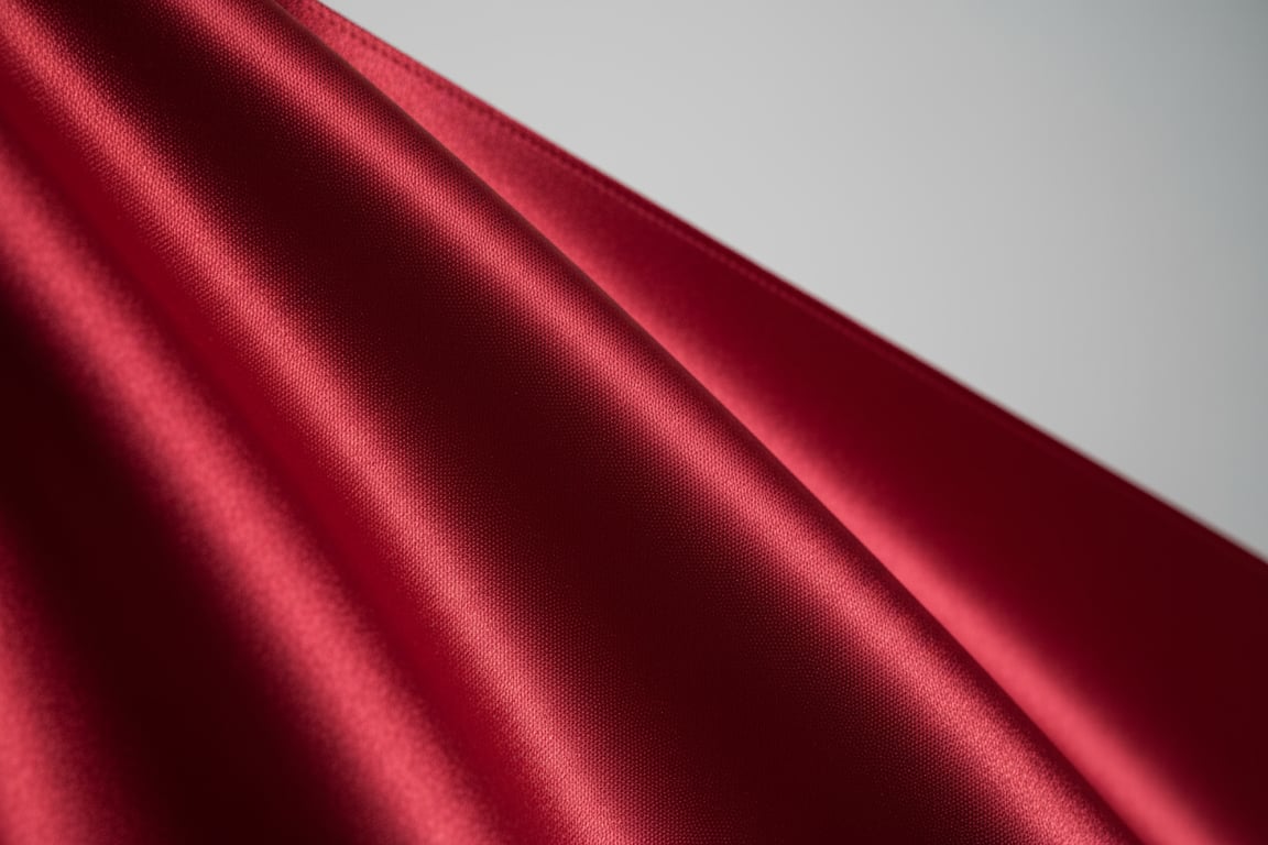 150g premium polyester satin flag fabric with glossy front and matte back finish, smooth silky texture, light-reflecting surface for rich vibrant color appearance at VIP events