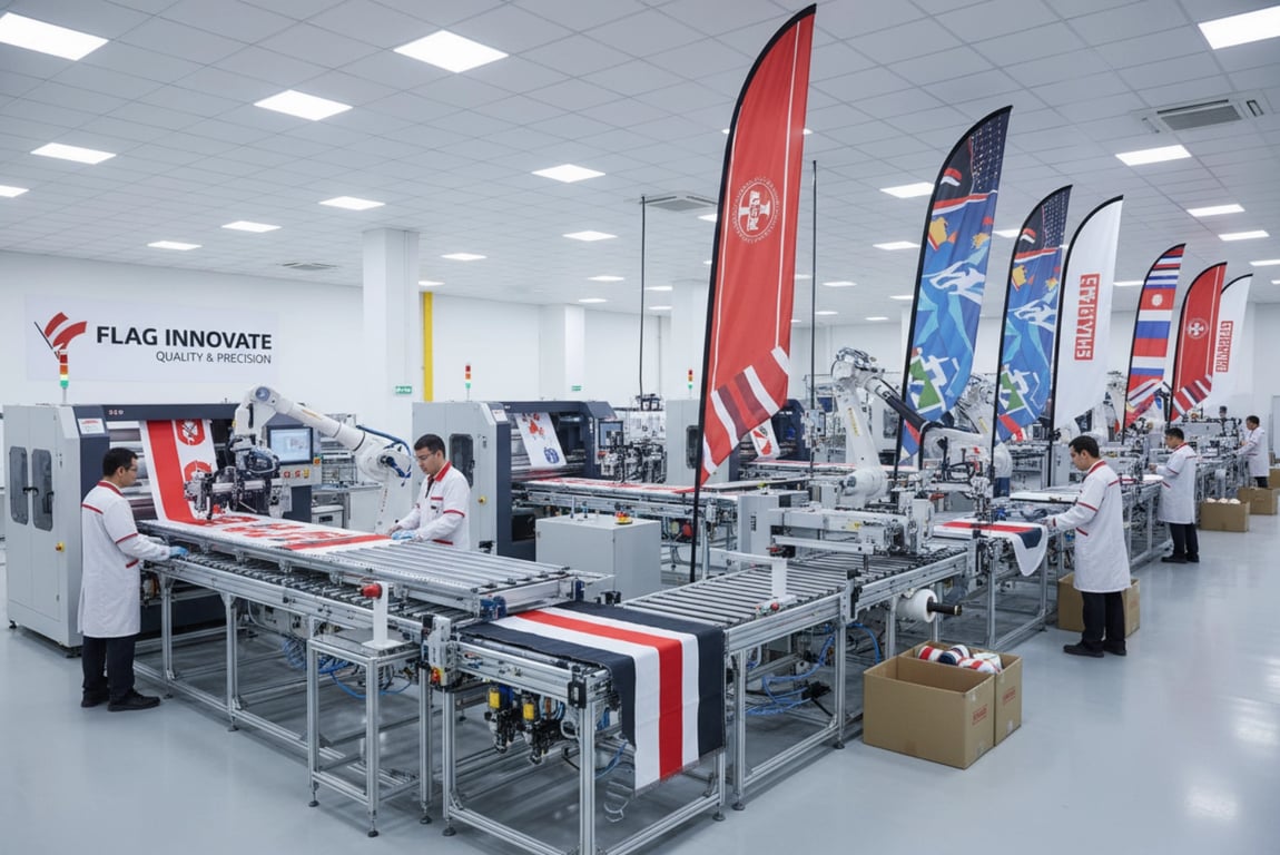 Automated flag production line with digital printing and cutting equipment