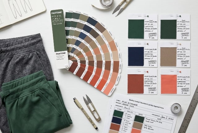 Pantone color swatches and lab-dip approval