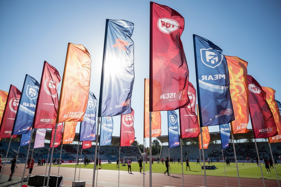 Checkered racing flags and motorsport event flags for auto racing, NASCAR, and racing circuit championships