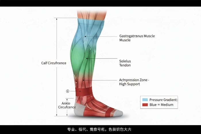 Calf muscle zone pressure support