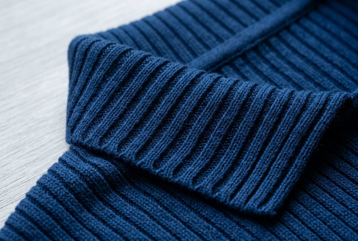 Ribbed Collar Construction - 2x2 Reinforced Rib Knit Polo Collar