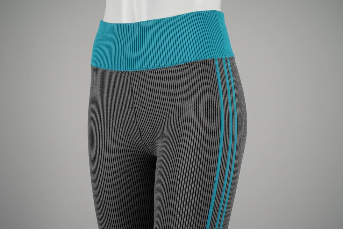 Full-length ribbed leggings design detail from suppliers UK