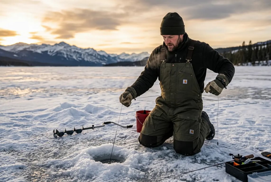 Ice Fishing in Winter - Heavy-Duty Insulated Bib Overalls for Cold Weather