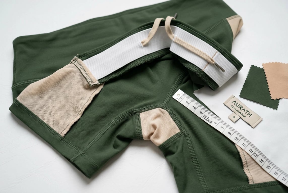Yoga shorts construction detail
