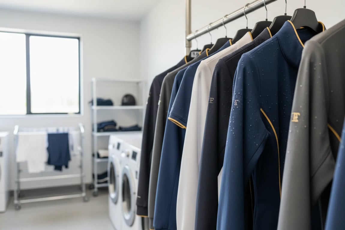 Quick-dry riding school apparel with easy care fabric