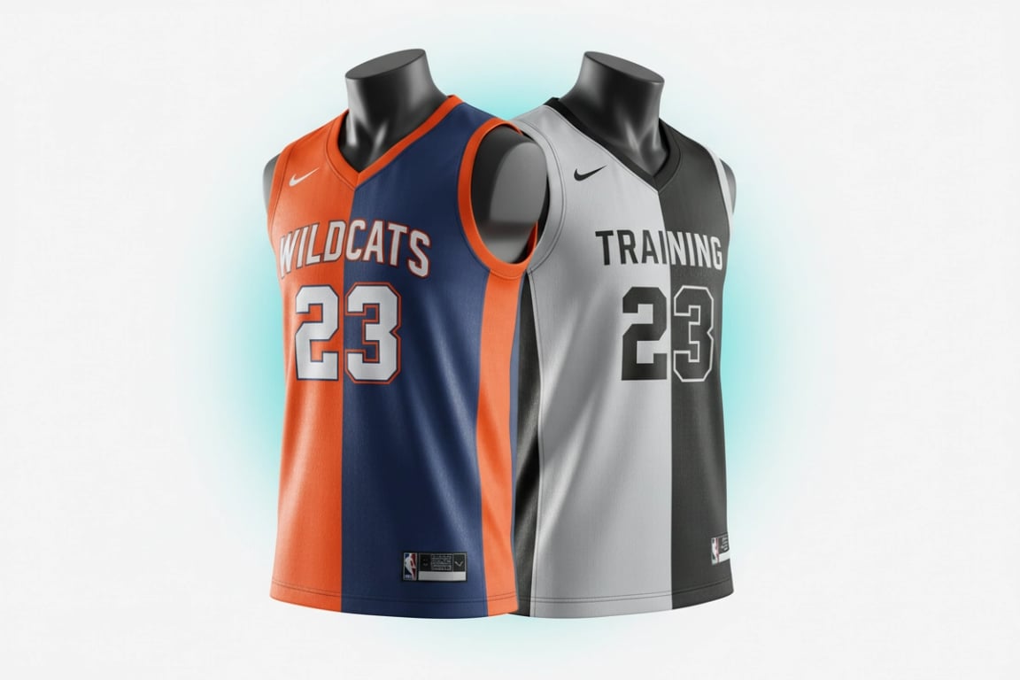 Reversible basketball jerseys offering two jerseys in one for practice and games