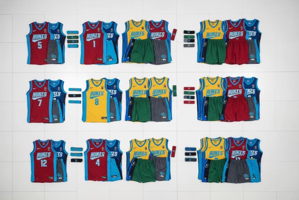 Complete basketball team uniform sets with wholesale bulk discounts available
