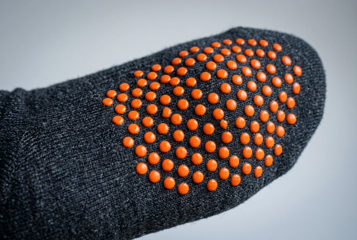 Anti-slip silicone dot printing on sock sole