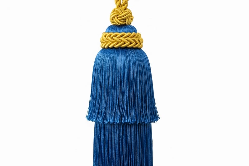 Double Layer Flag Tassel - Premium Blue Silk