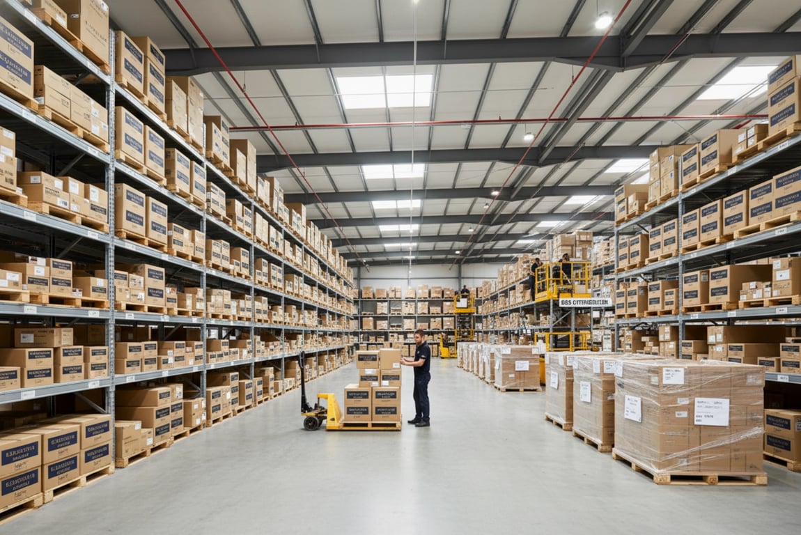 Warehouse for bulk riding wear storage and shipping