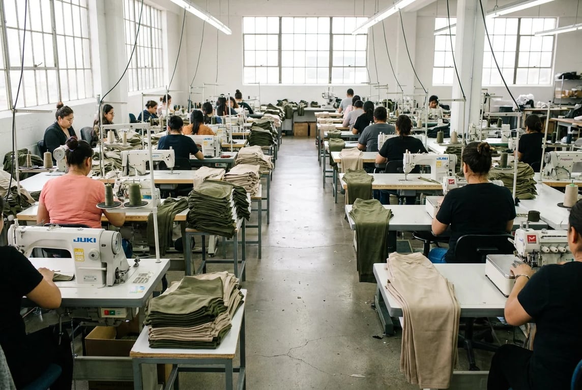 Line B — bottoms (leggings, biker shorts, joggers) shop floor